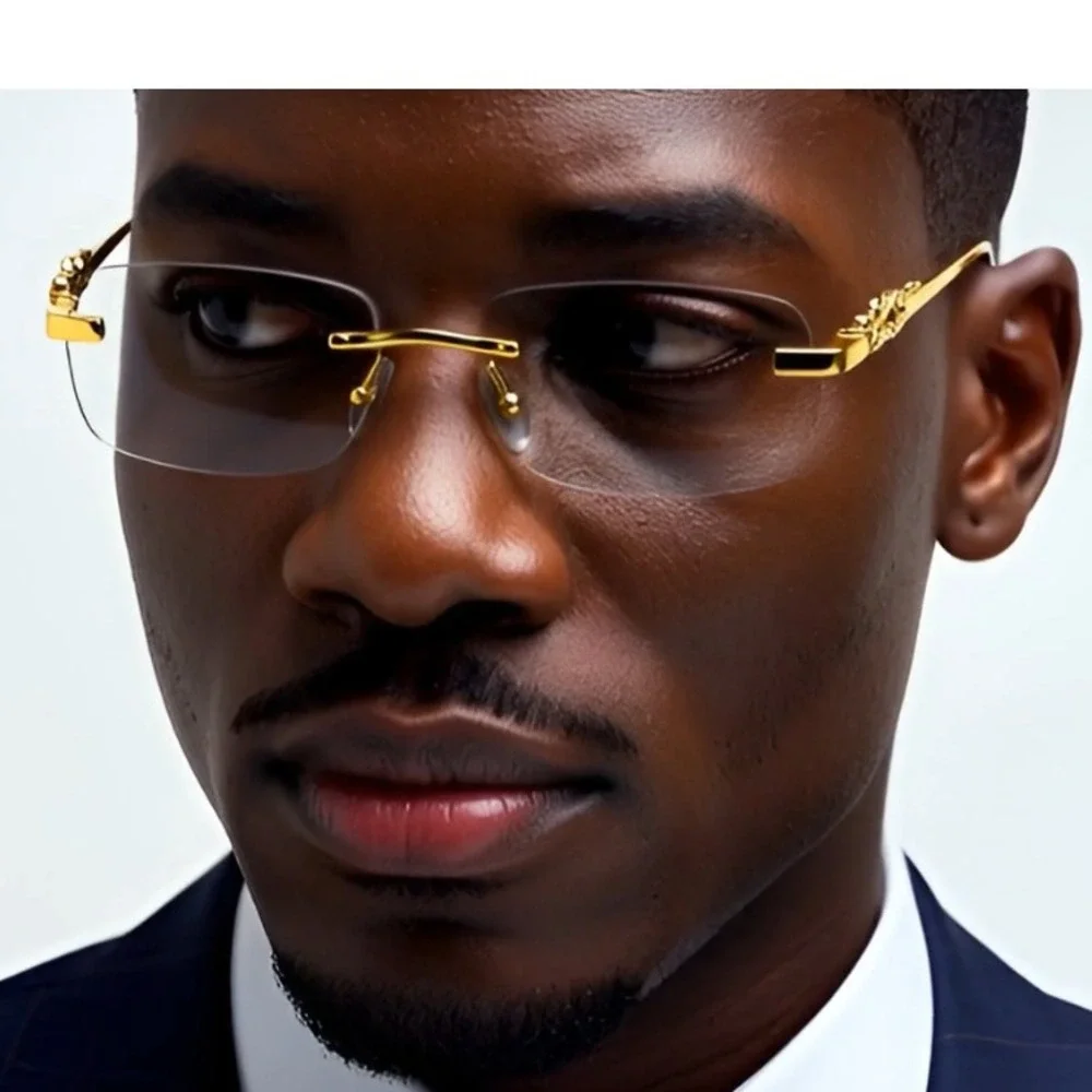 Clear Lens Eye Glasses Frameless Rectangular‎ Street Casual Style Sophisticated